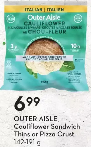 Sobeys Outer aisle cauliflower sandwich thins or pizza crust offer