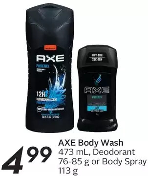 Sobeys Axe body wash, deodorant or body spray offer