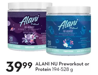 Sobeys Alani nu preworkout or protein offer