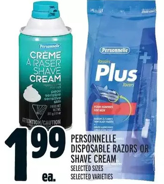 Metro Personnelle disposable razors or shave cream offer