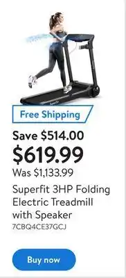 Walmart Superfit 3hp folding electric treadmill with speaker offer
