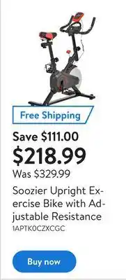 Walmart Soozier upright exercise bike with adjustable resistance offer