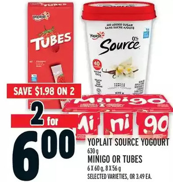 Metro Yoplait source yogourt | minigo or tubes offer