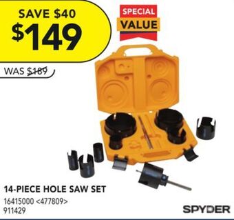 Lowe's Spyder 14-piece hole saw set offer