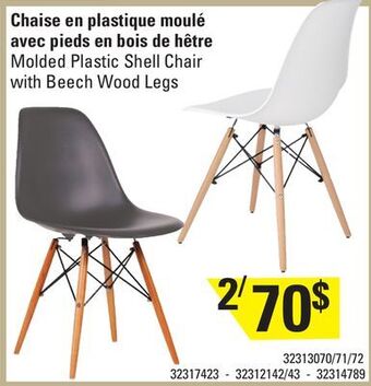 Sushi Shop Molded plastic shell chair with beech wood legs offer