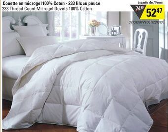 Sushi Shop 233 thread count microgel duvets 100% cotton offer