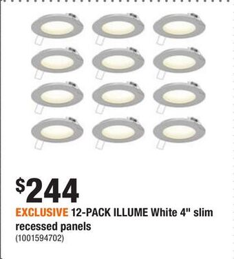Home Depot Exclusive 12-pack illume white 4" slim recessed panels offer