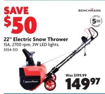 Home Hardware 22" electric snow thrower offer