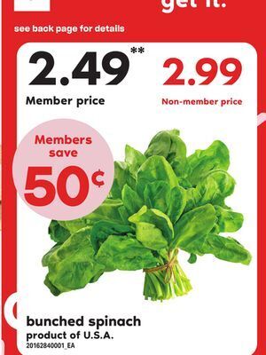 Loblaws Bunched spinach offer
