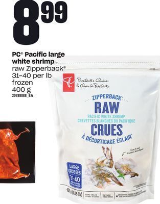 Loblaws Pc® pacific large white shrimp, 400 g offer