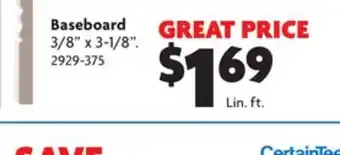 Home Hardware 3/8" x 3-1/8" x 8' medium density fibreboard primed colonial baseboard moulding offer