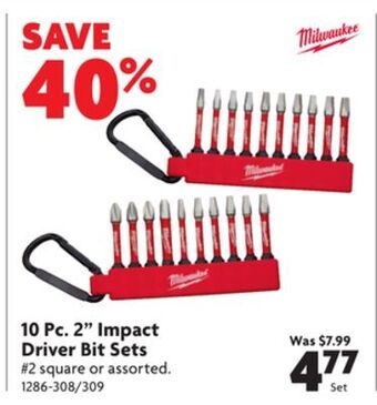 Home Hardware 10 pc. 2" impact driver bit sets offer