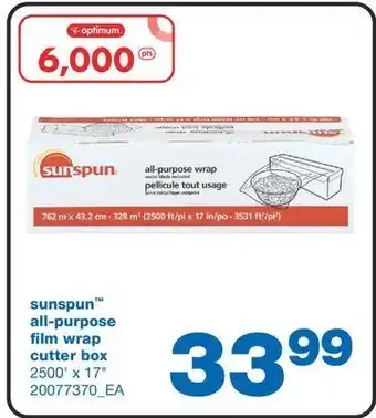 Wholesale Club Sunspun™ all-purpose film wrap cutter box, 2500' x 17" offer