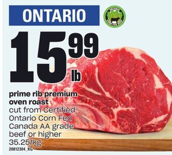 Zehrs Markets Prime rib premium oven roast offer