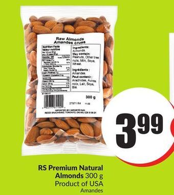 FreshCo Rs premium natural almonds 300 g product of usa offer