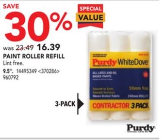 RONA Purdy 3-pack paint roller refill 9.5" offer