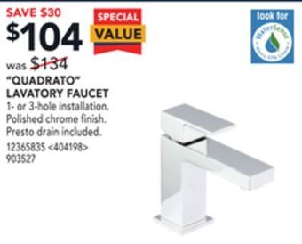 RONA Belanger "quadrato" lavatory faucet offer