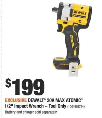 Home Depot Dewalt® 20v max atomic™ 1/2" impact wrench offer