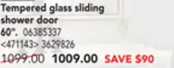 RONA Maax tempered glass sliding shower door 60" offer