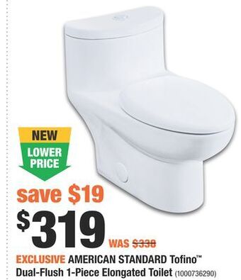 Home Depot American standard tofino™ dual-flush 1-piece elongated toilet offer