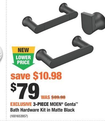 Home Depot 3-piece moen® genta™ bath hardware kit in matte black offer