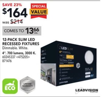 RONA Leadvision 12-pack slim led recessed fixtures 4" offer