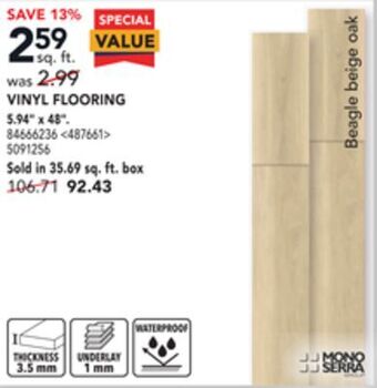 RONA Mono serra vinyl flooring 5.94" x 48" offer