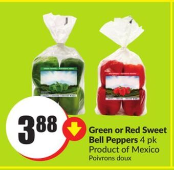 Chalo FreshCo Green or red sweet bell peppers 4 pk product of mexico offer