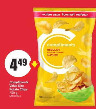 Chalo FreshCo Compliments value size potato chips 750 g offer