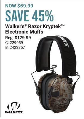 Bass Pro Walker's® razor kryptek™ electronic muffs offer