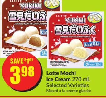 Chalo FreshCo Lotte mochi ice cream 270 ml selected varieties offer