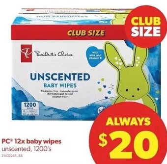 Real Canadian Superstore PC 12x baby wipes offer
