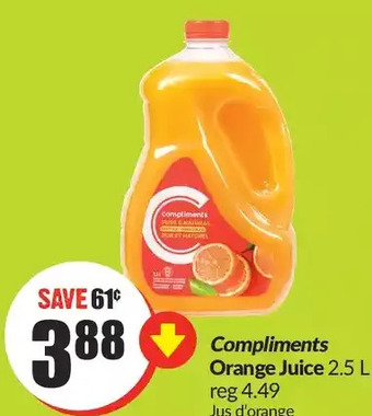FreshCo Compliments orange juice offer