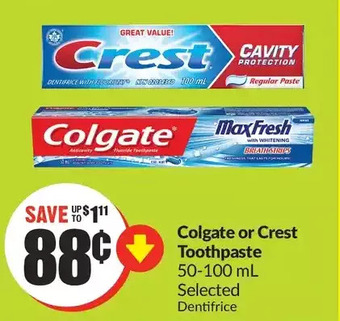 FreshCo Colgate or crest toothpaste offer