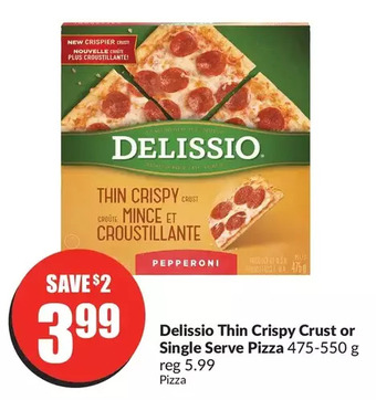 FreshCo Delissio thin crispy crust or single serve pizza offer