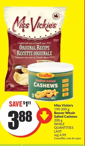 FreshCo Miss vickie's | beaver whole salted cashews offer