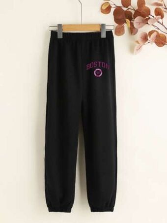 SheIn Girls letter graphic elastic waist sweatpants offer