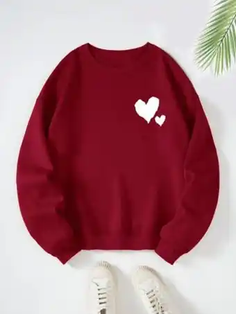 SheIn Heart print thermal lined sweatshirt offer