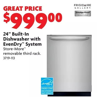 Home Hardware 24" built-in dishwasher with evendry offer