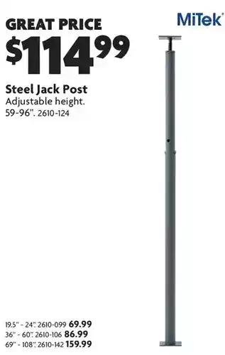 Home Hardware Steel jack post: 59-96" | 19.5"-24" | 36"-60" | 69"-108" offer