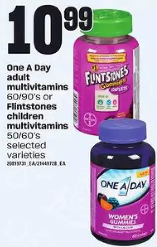 Zehrs Markets One a day adult multivitamins or flintstones children multivitamins offer