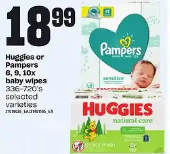 Independent Grocer Huggies or pampers 6, 9, 10x baby wipes offer