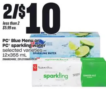Independent Grocer Pc blue menu or pc sparkling water offer