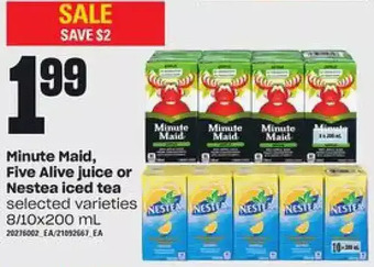 Loblaws Minute maid, five alive juice or nestea iced tea offer
