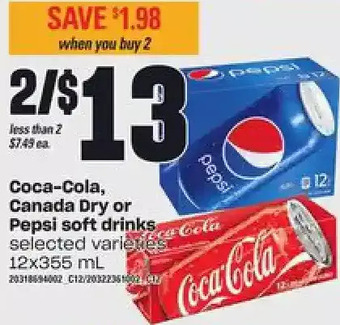 Loblaws Coca-cola, canada dry or pepsi soft drinks offer