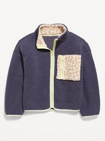 Old Navy Cozy sherpa color-block zip-front jacket for girls offer