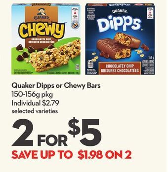 Longo's Quaker dipps or chewy bars offer