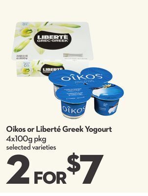Longo's Oikos or liberté greek yogourt offer