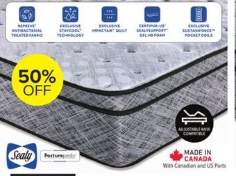 Leon's Sealy posturepedic® correct comfort® mattias firm eurotop queen mattress offer