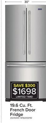 Leon's Maytag stainless steel french door refrigerator (19.6 cu. ft.) - mfb2055frz offer